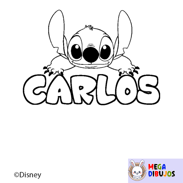 Coloraci&oacute;n del nombre CARLOS - decorado Stitch