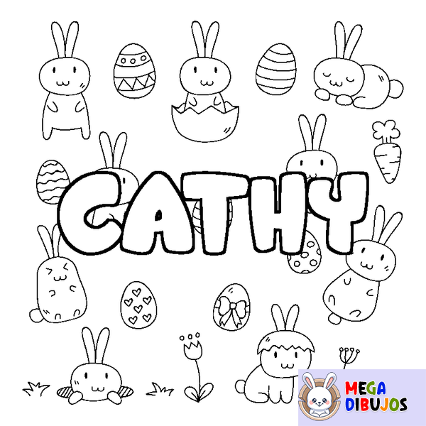 Coloraci&oacute;n del nombre CATHY - decorado Pascua