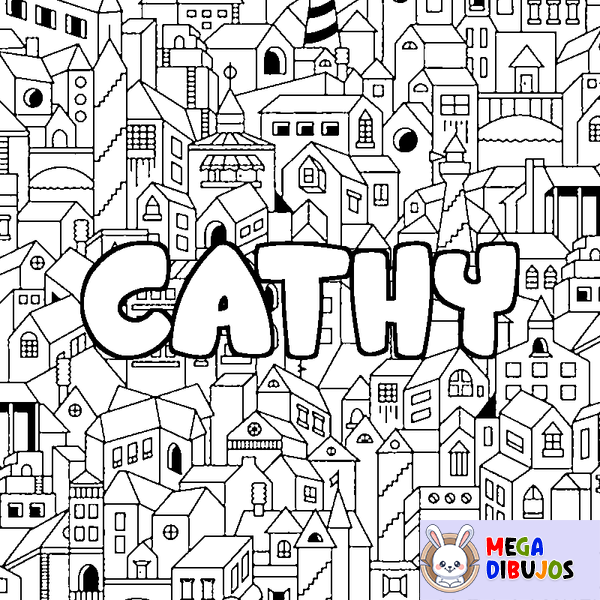 Coloraci&oacute;n del nombre CATHY - decorado ciudad