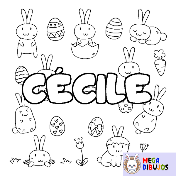 Coloraci&oacute;n del nombre C&Eacute;CILE - decorado Pascua