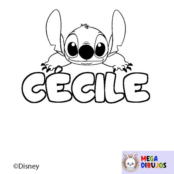 Coloraci&oacute;n del nombre C&Eacute;CILE - decorado Stitch