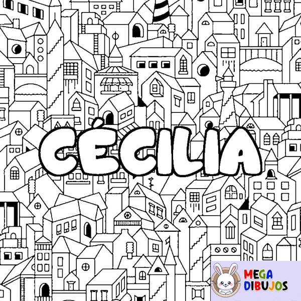 Coloraci&oacute;n del nombre C&Eacute;CILIA - decorado ciudad