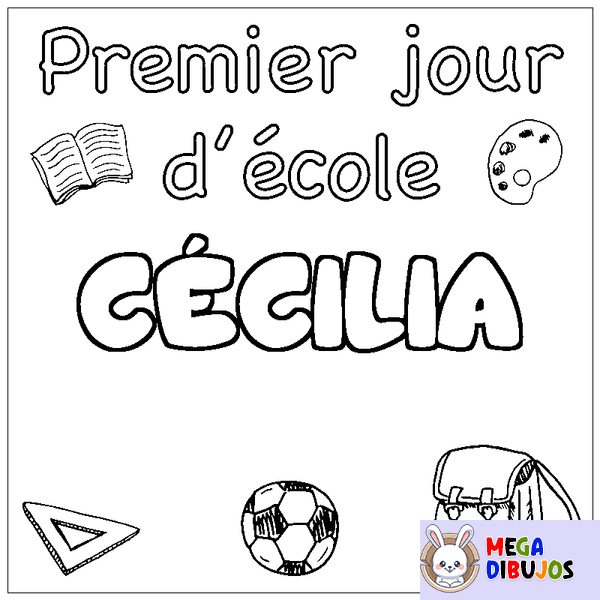 Coloraci&oacute;n del nombre C&Eacute;CILIA - decorado primer d&iacute;a de escuela