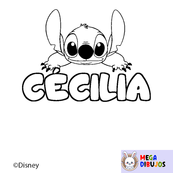 Coloraci&oacute;n del nombre C&Eacute;CILIA - decorado Stitch