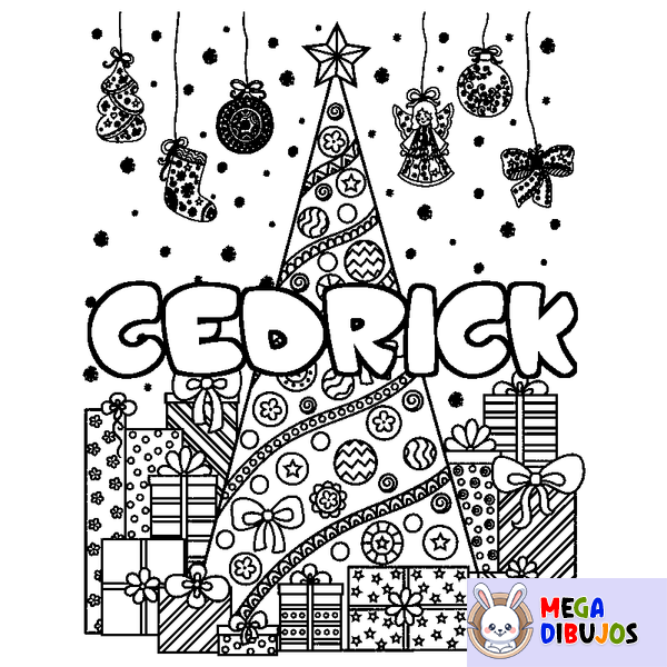 Coloraci&oacute;n del nombre CEDRICK - decorado &aacute;rbol de Navidad y regalos
