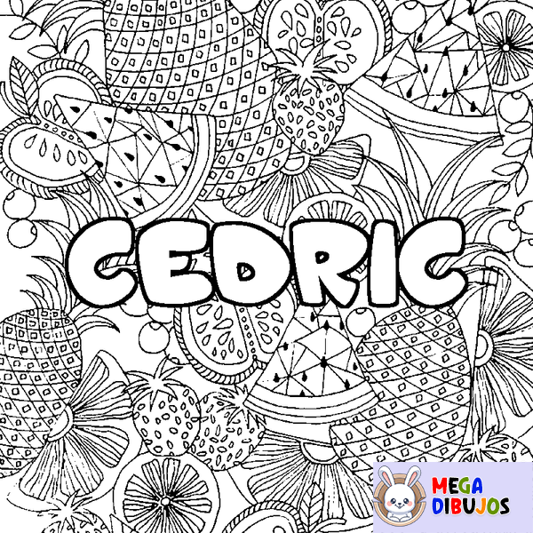 Coloraci&oacute;n del nombre CEDRIC - decorado mandala de frutas
