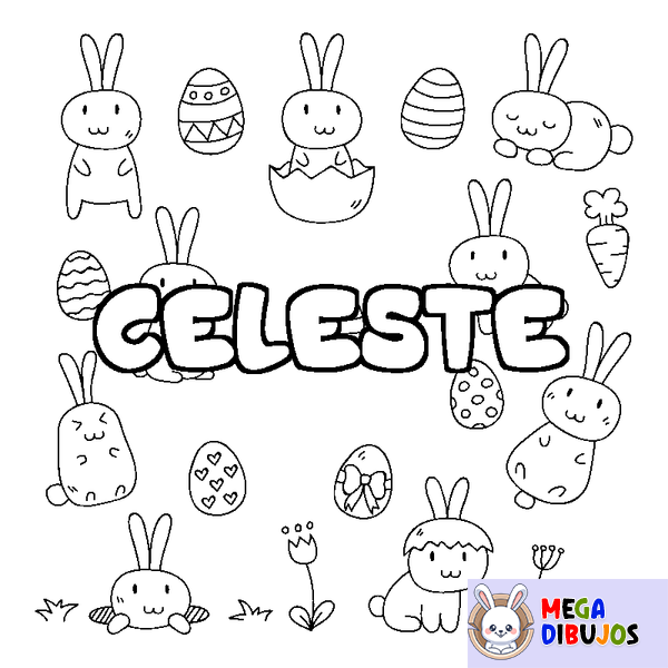 Coloraci&oacute;n del nombre CELESTE - decorado Pascua