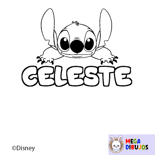 Coloraci&oacute;n del nombre CELESTE - decorado Stitch