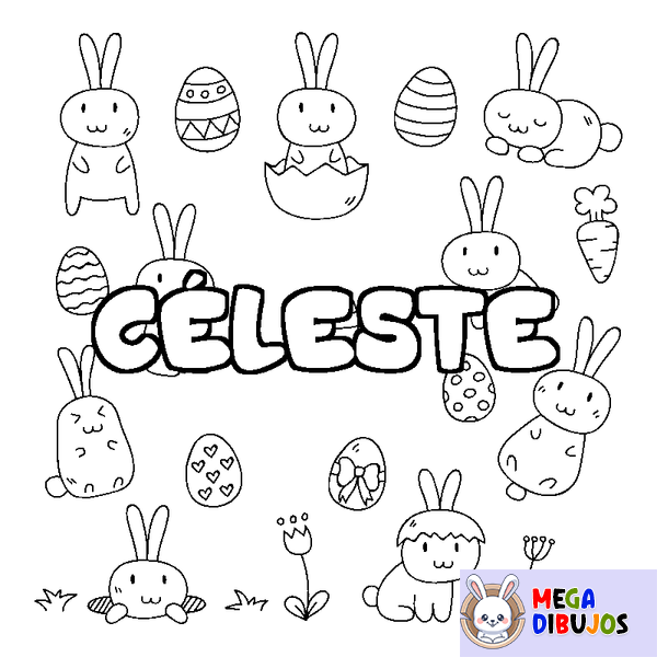 Coloraci&oacute;n del nombre C&Eacute;LESTE - decorado Pascua