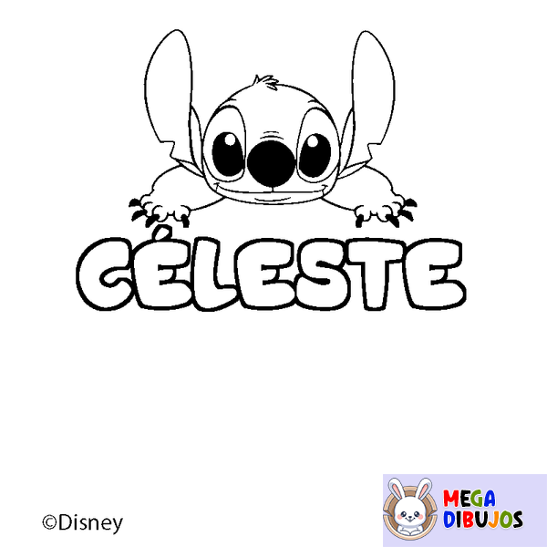 Coloraci&oacute;n del nombre C&Eacute;LESTE - decorado Stitch