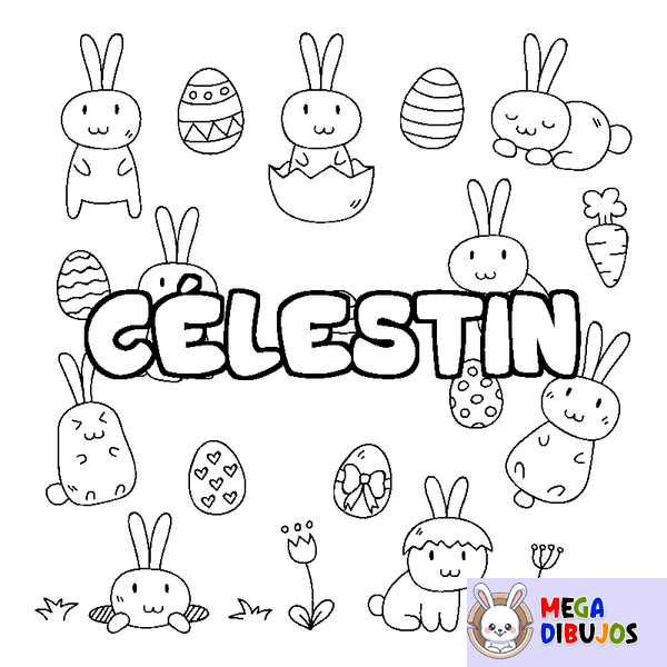 Coloraci&oacute;n del nombre C&Eacute;LESTIN - decorado Pascua