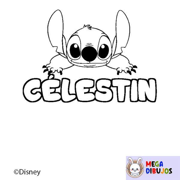Coloraci&oacute;n del nombre C&Eacute;LESTIN - decorado Stitch