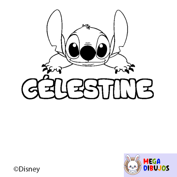Coloraci&oacute;n del nombre C&Eacute;LESTINE - decorado Stitch