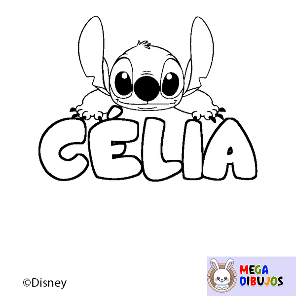 Coloraci&oacute;n del nombre C&Eacute;LIA - decorado Stitch