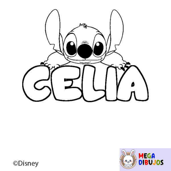 Coloraci&oacute;n del nombre CELIA - decorado Stitch
