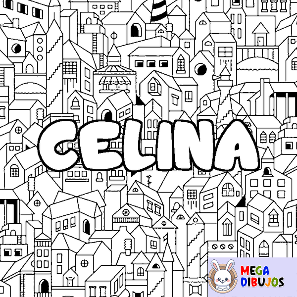 Coloraci&oacute;n del nombre CELINA - decorado ciudad