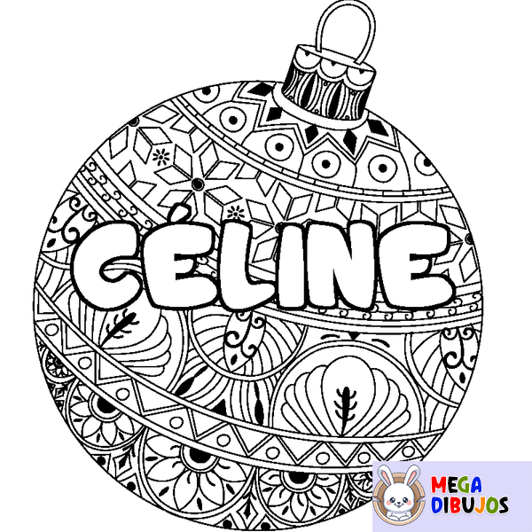Coloraci&oacute;n del nombre C&Eacute;LINE - decorado bola de Navidad