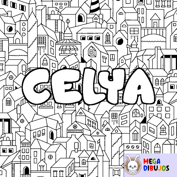 Coloraci&oacute;n del nombre CELYA - decorado ciudad