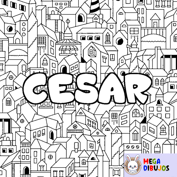 Coloraci&oacute;n del nombre CESAR - decorado ciudad