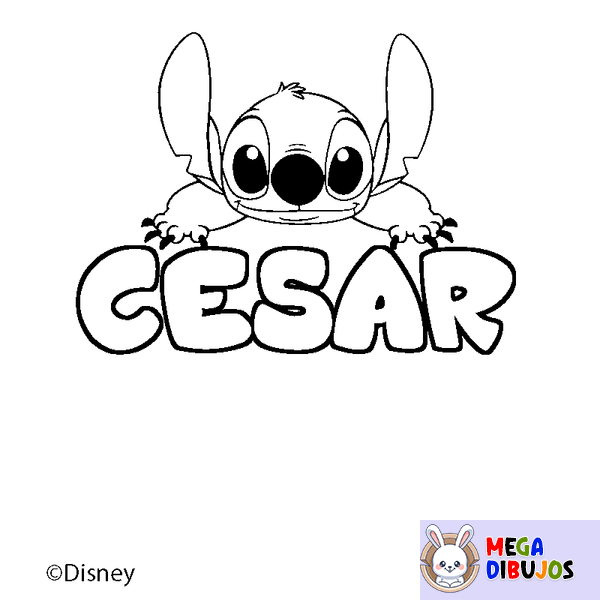 Coloraci&oacute;n del nombre CESAR - decorado Stitch