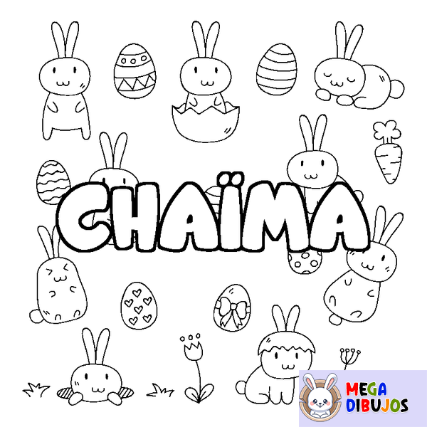 Coloraci&oacute;n del nombre CHA&Iuml;MA - decorado Pascua
