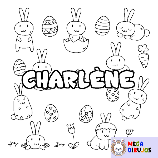 Coloraci&oacute;n del nombre CHARL&Egrave;NE - decorado Pascua
