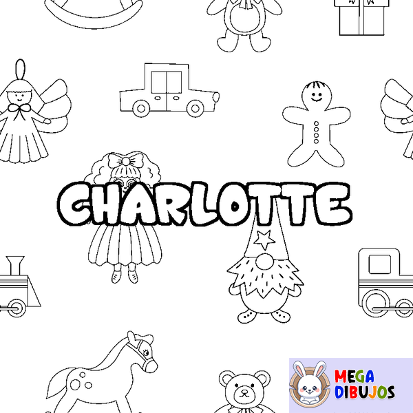 Coloraci&oacute;n del nombre CHARLOTTE - decorado juguetes
