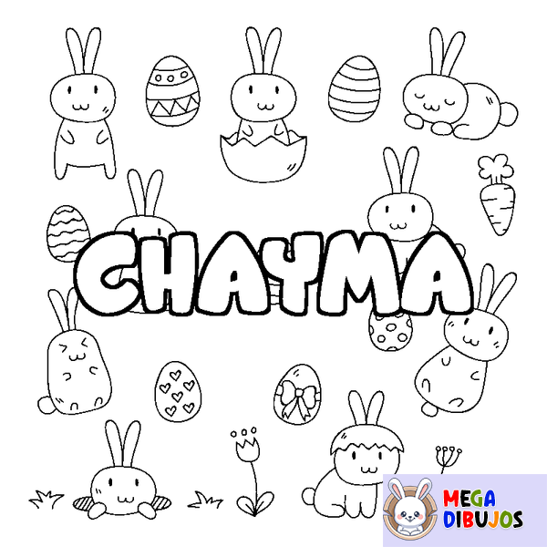 Coloraci&oacute;n del nombre CHAYMA - decorado Pascua
