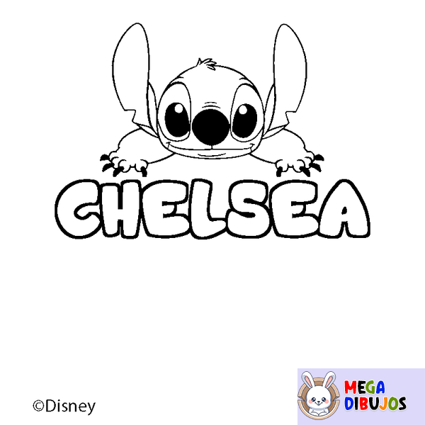 Coloraci&oacute;n del nombre CHELSEA - decorado Stitch
