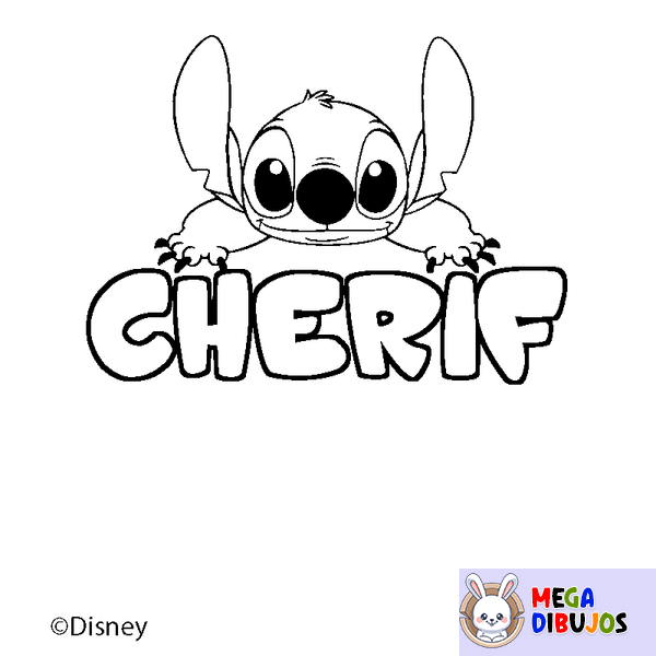 Coloraci&oacute;n del nombre CHERIF - decorado Stitch