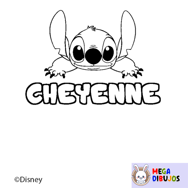 Coloraci&oacute;n del nombre CHEYENNE - decorado Stitch