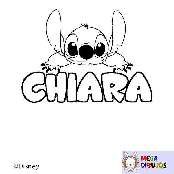Coloraci&oacute;n del nombre CHIARA - decorado Stitch
