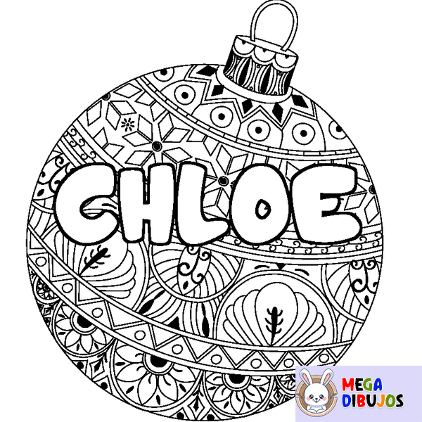 Coloraci&oacute;n del nombre CHLOE - decorado bola de Navidad