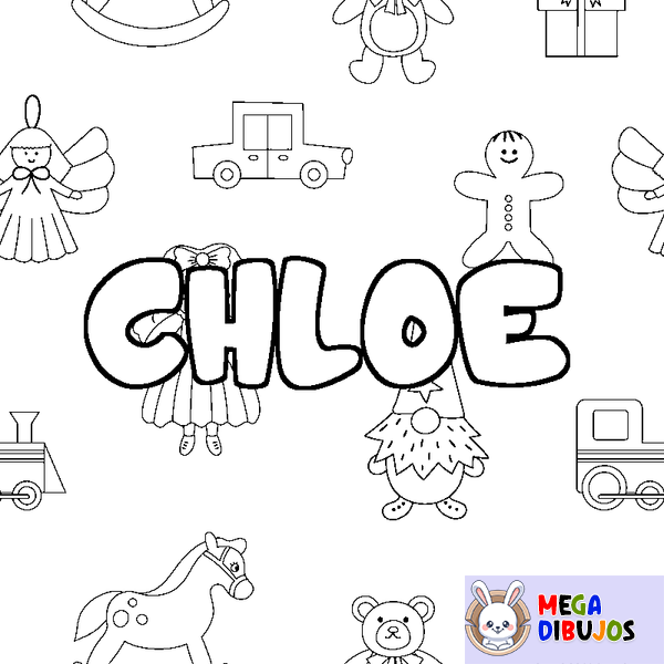 Coloraci&oacute;n del nombre CHLOE - decorado juguetes