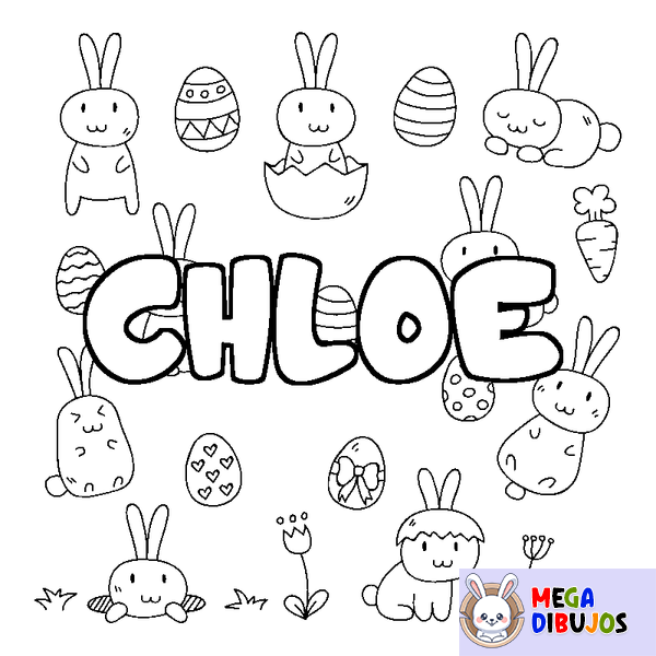 Coloraci&oacute;n del nombre CHLOE - decorado Pascua