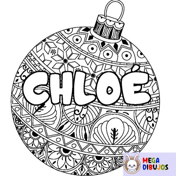 Coloraci&oacute;n del nombre CHLO&Eacute; - decorado bola de Navidad