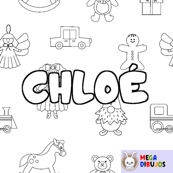 Coloraci&oacute;n del nombre CHLO&Eacute; - decorado juguetes