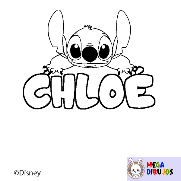 Coloraci&oacute;n del nombre CHLO&Eacute; - decorado Stitch