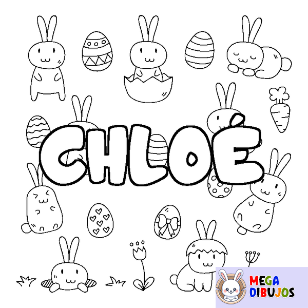 Coloraci&oacute;n del nombre CHLO&Eacute; - decorado Pascua