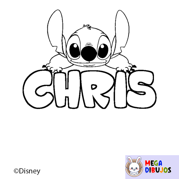 Coloraci&oacute;n del nombre CHRIS - decorado Stitch