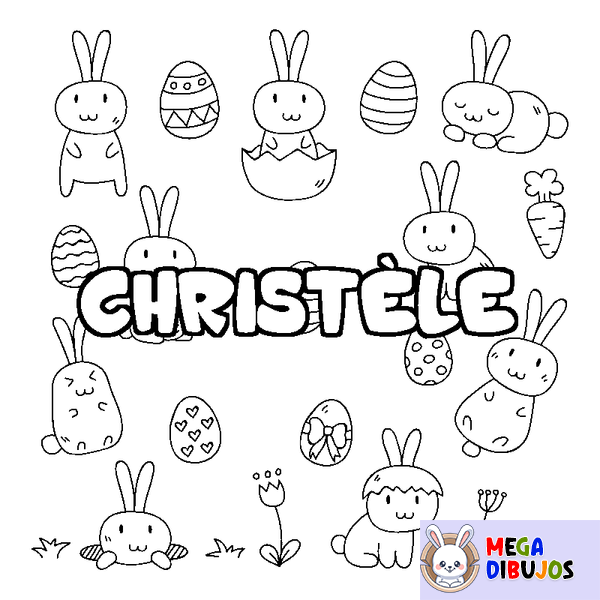 Coloraci&oacute;n del nombre CHRIST&Egrave;LE - decorado Pascua