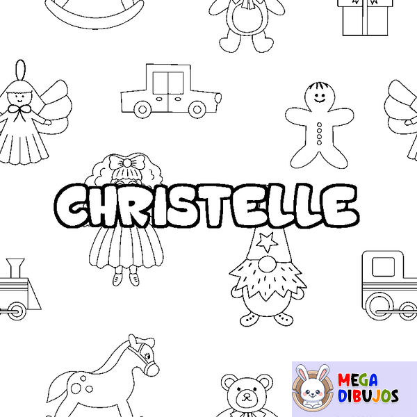 Coloraci&oacute;n del nombre CHRISTELLE - decorado juguetes