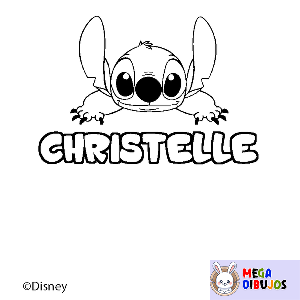 Coloraci&oacute;n del nombre CHRISTELLE - decorado Stitch
