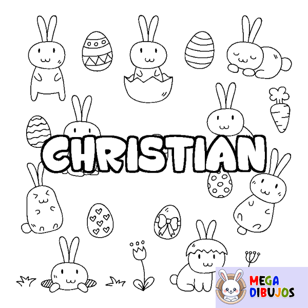 Coloraci&oacute;n del nombre CHRISTIAN - decorado Pascua