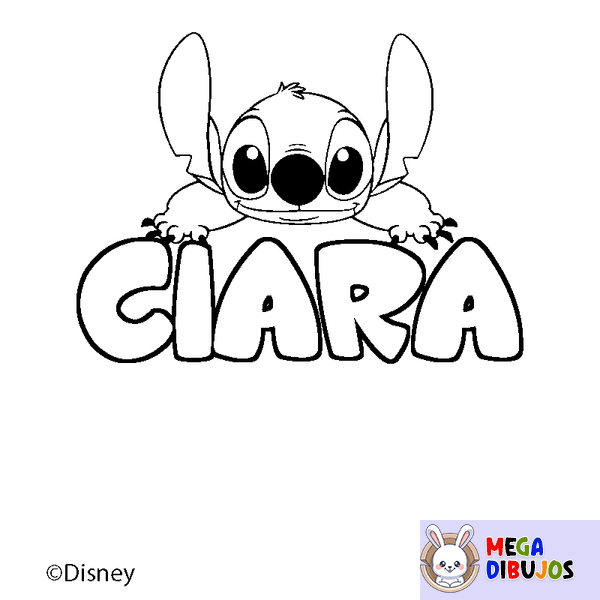 Coloraci&oacute;n del nombre CIARA - decorado Stitch