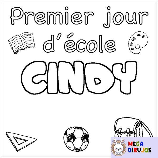 Coloraci&oacute;n del nombre CINDY - decorado primer d&iacute;a de escuela