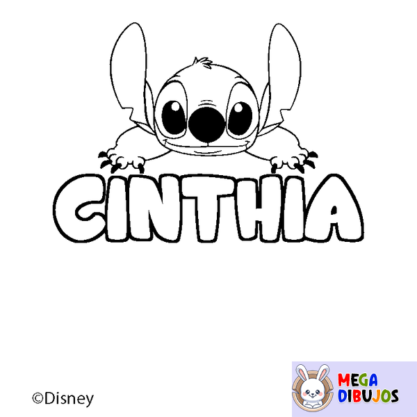 Coloraci&oacute;n del nombre CINTHIA - decorado Stitch