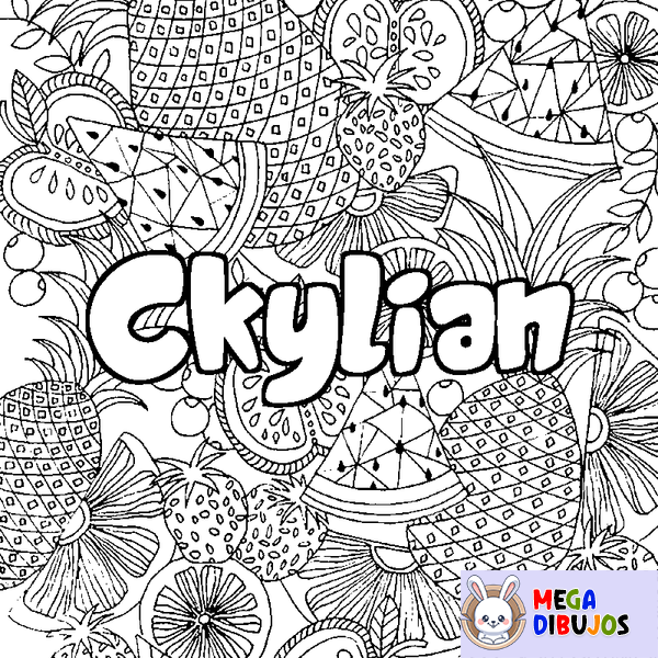 Coloraci&oacute;n del nombre Ckylian - decorado mandala de frutas