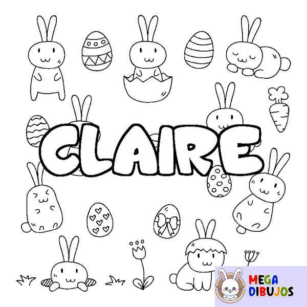 Coloraci&oacute;n del nombre CLAIRE - decorado Pascua