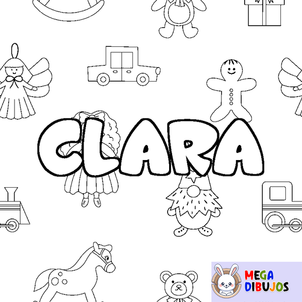 Coloraci&oacute;n del nombre CLARA - decorado juguetes
